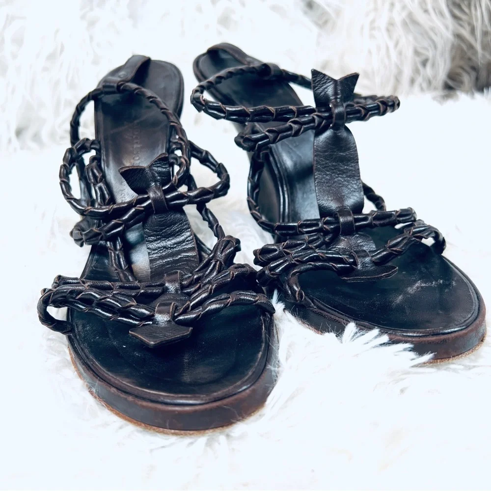 Sigerson Morrison Brown Strappy LEATHER Wedge Shoe